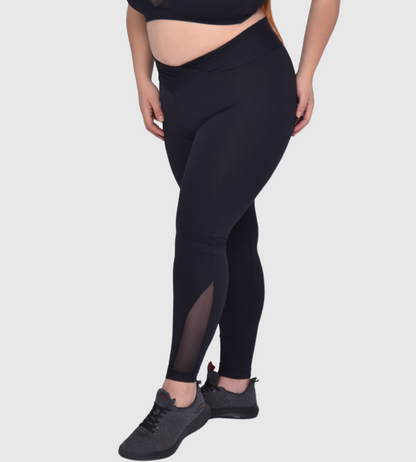 High-Waist Plus Size Leggings with Mesh Detail