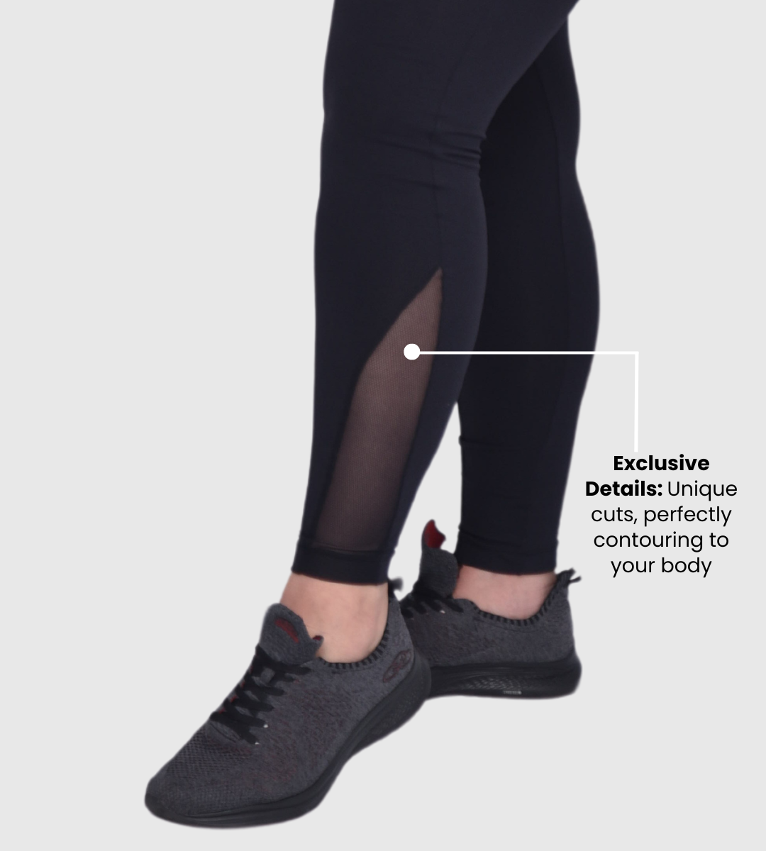 High-Waist Plus Size Leggings with Mesh Detail