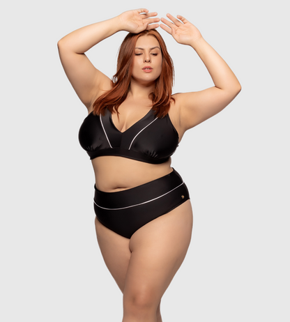 Halkei Plus Size Black & White Bikini