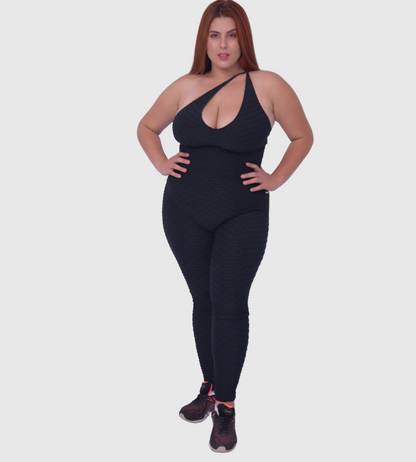 Plus Size Black Scrunch Butt Jumpsuit