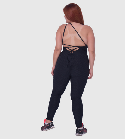 Plus Size Black Scrunch Butt Jumpsuit