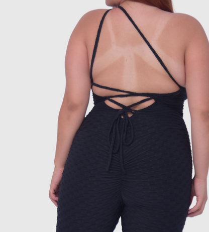 Plus Size Black Scrunch Butt Jumpsuit