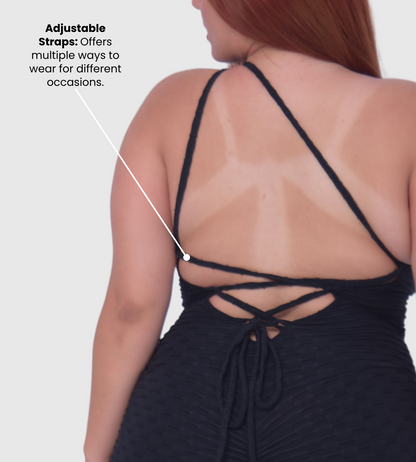 Plus Size Black Scrunch Butt Jumpsuit