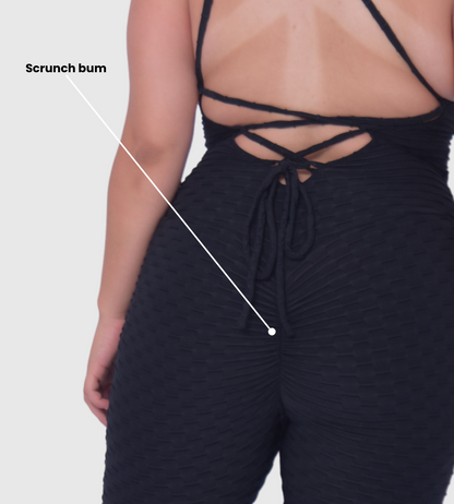 Plus Size Black Scrunch Butt Jumpsuit