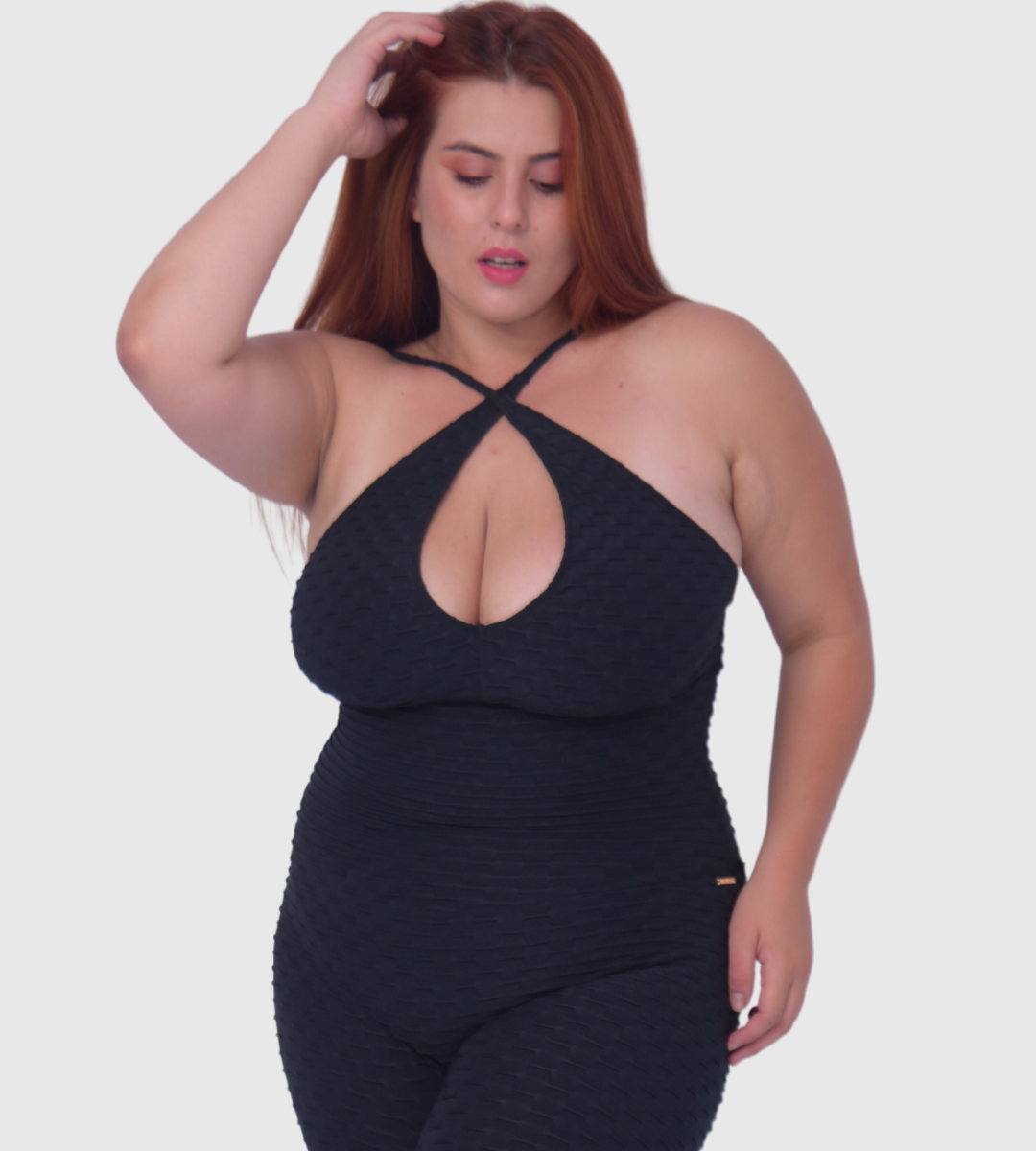 Plus Size Black Scrunch Butt Jumpsuit