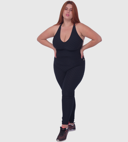 Plus Size Black Scrunch Butt Jumpsuit