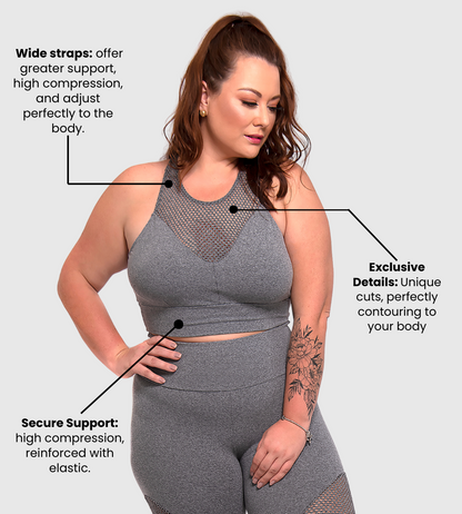Supportive Plus Size Sports Bra with Mesh Detail