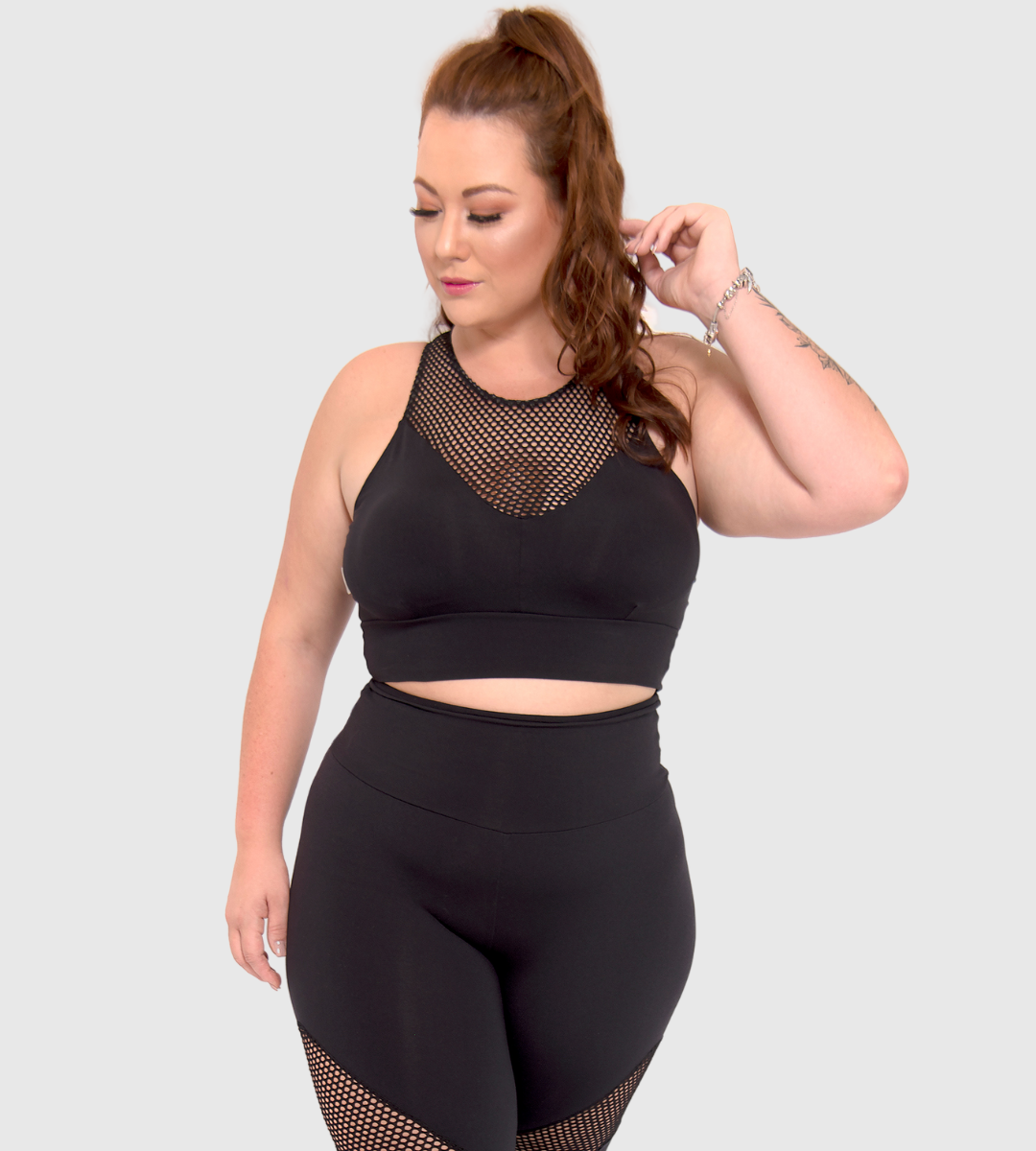 Supportive Plus Size Sports Bra with Mesh Detail
