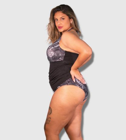 Two-in-One Plus Size Swim-Dress with Cover-Up